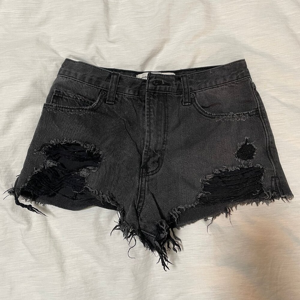 Black Distresed Denium Shorts